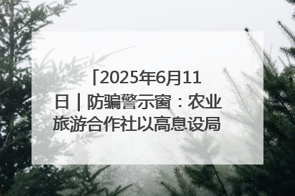2025年6月11日｜防骗警示窗：农业旅游合作社以高息设局，集资380万